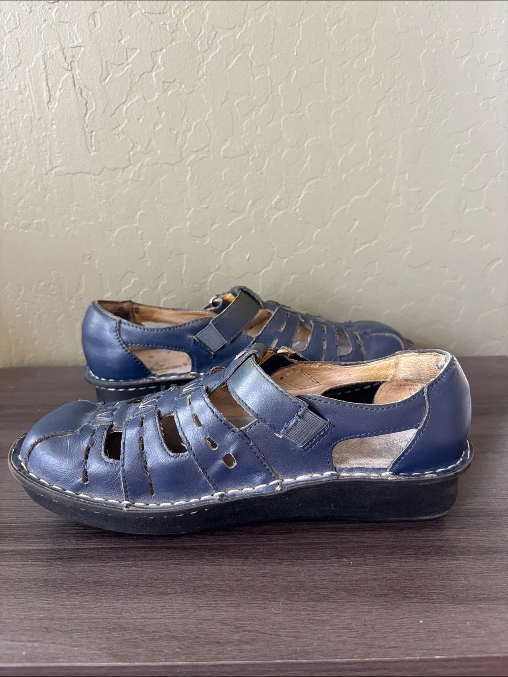 Alegria Pesca 622 Navy Blue Leather Fisherman’s Sandals Shoes Size 36